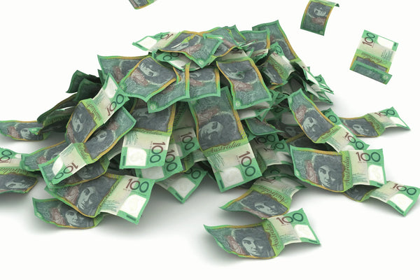 Pile of Australian $100 notes