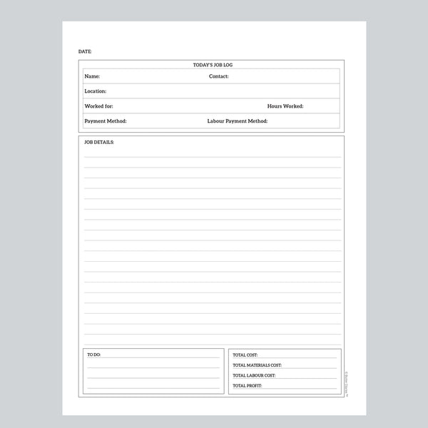 The Tradie Diary: DAILY LOG